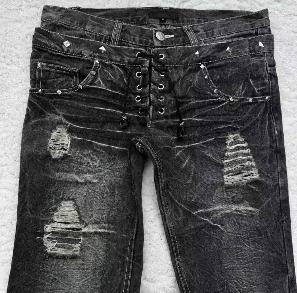 BLACK FADED CINCH DENIM