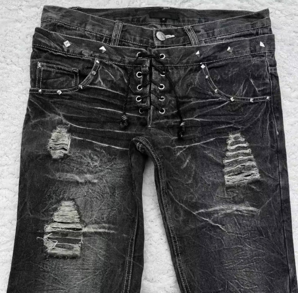 BLACK FADED CINCH DENIM